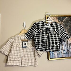 Women's Cropped Jacket - Black and Cream